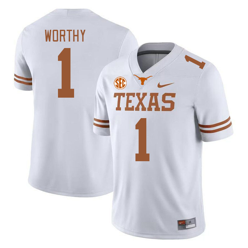 # 1 Xavier Worthy Texas Longhorns Jerseys Football Stitched-White
